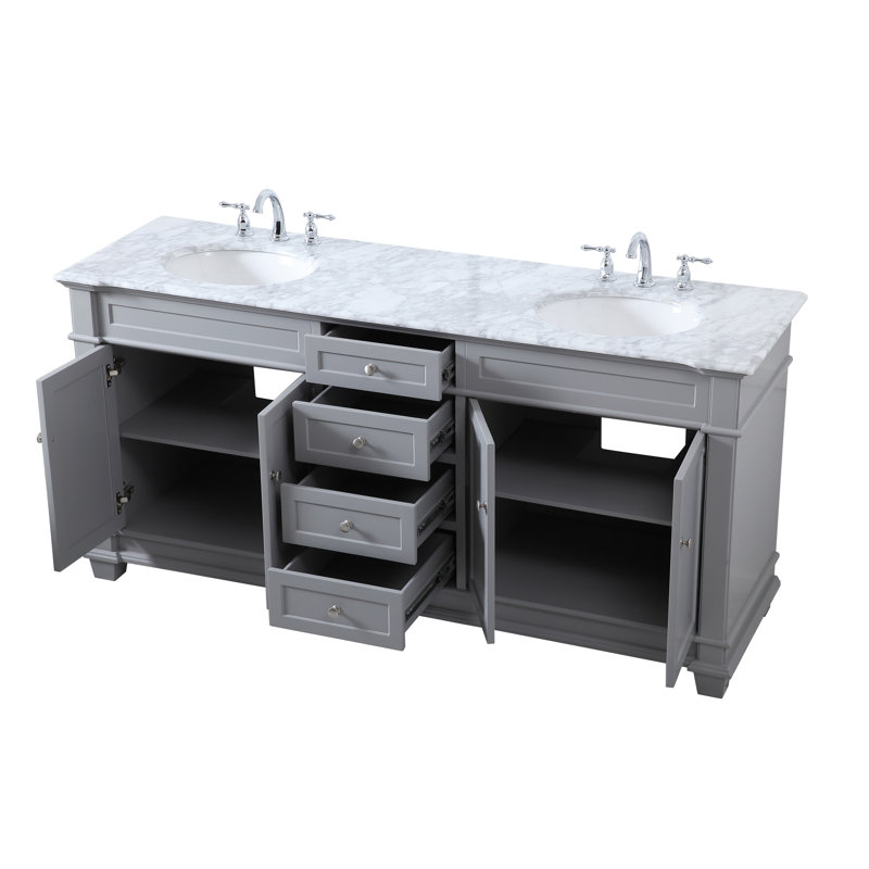Ensemble de meuble-lavabo double 72 po Lydie, Gris