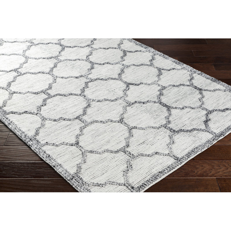 Derdine géométrique tissé à plat recyclé P.E.T. Tapis intérieur / extérieur gris, Rectangle 2 pi x 3 pi