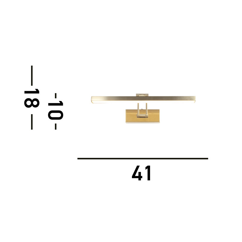 Hardwired LED Wall Mounted Picture Light, 10cm H x 40.5cm W x 19cm D, Satin Brass