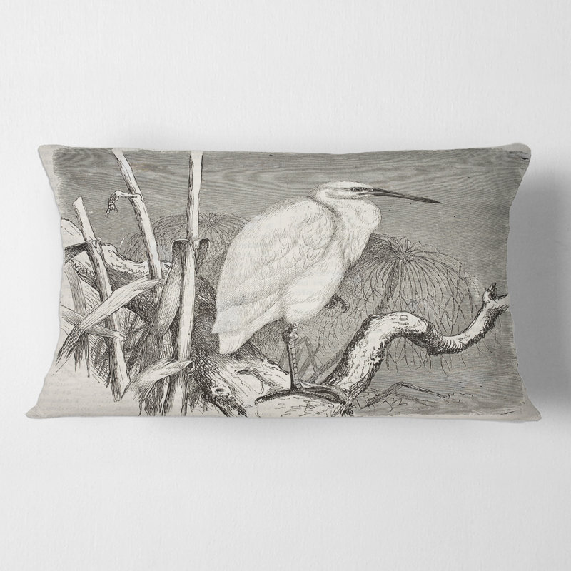 Little Egret Bird Animal Print Lumbar Pillow