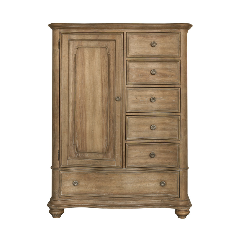 Commode combinée en bois massif à 6 tiroirs Morrissey