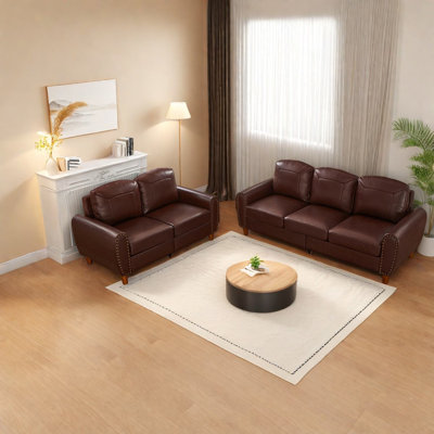 Premium 5 Seat Sofas Set, Breathable Faux Leather, Modern Home Lounge
