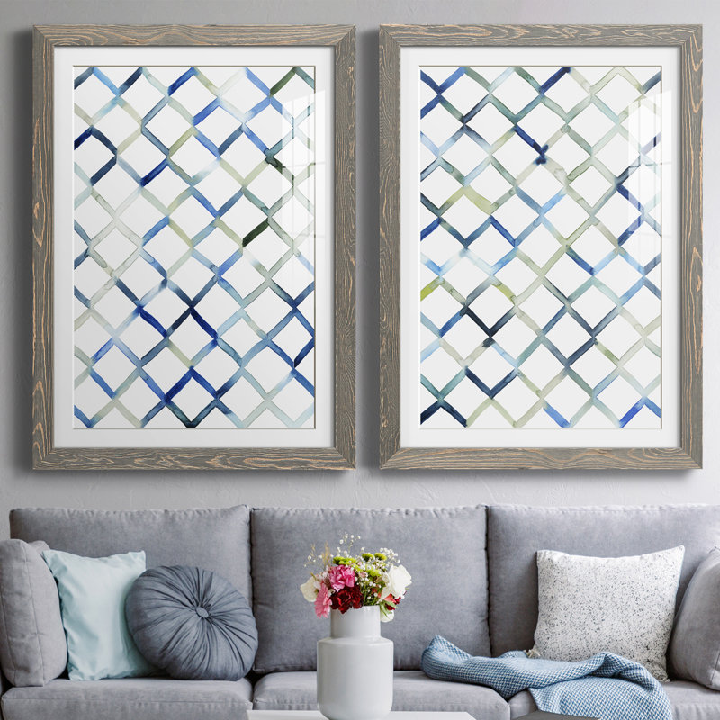 Sea Lattice I encadré mat - prêt à accrocher, H 37,5 po x l 27,5 po x P 1 po, Gris