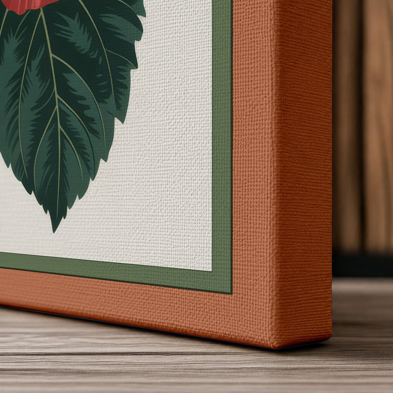 Hibiscus Study Botanical - Wrapped Canvas, 36x24 - 91.4 x 61.0 cm, Terracotta Border