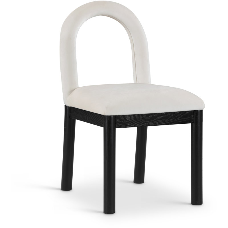Chaise Macleod, Velours crème, Noir, noir, noir, noir