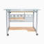 Bureau d'ordinateur à roulettes Techni Mobile, verre et argent