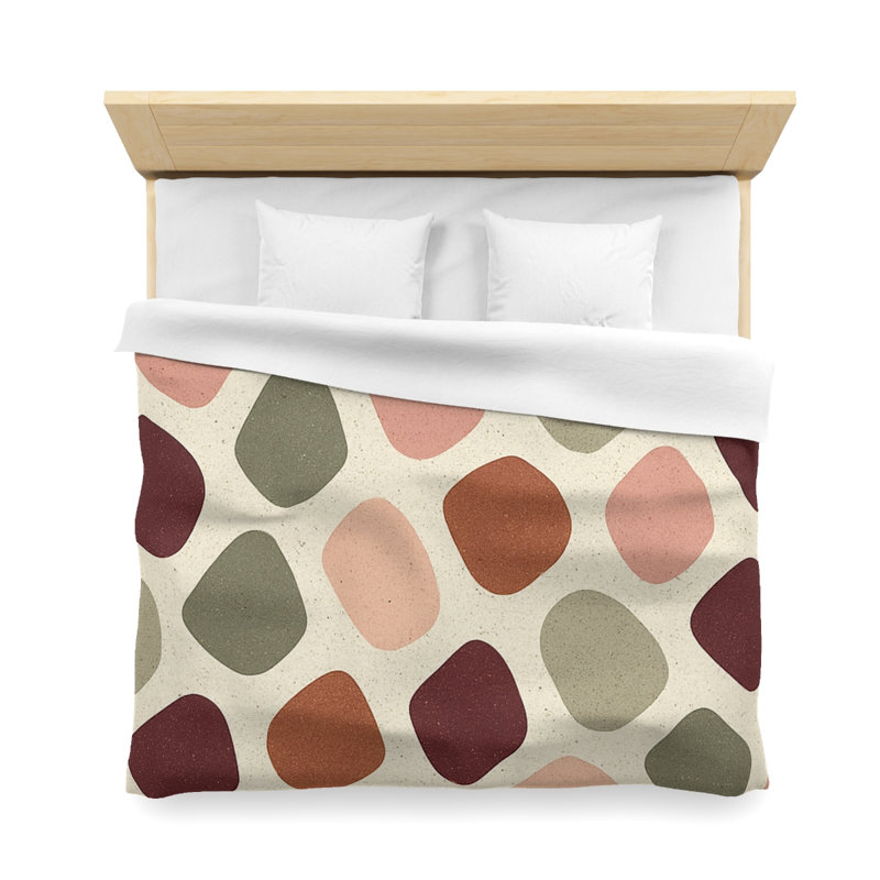 Microfiber Duvet Cover Boho Style, Design 47, White, King Duvet Cover