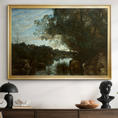 Twilight Landscape with a Figure-Jean-Baptiste-Camille Corot-Framed Gallery Wrapped Canvas-c. mid-19th Century