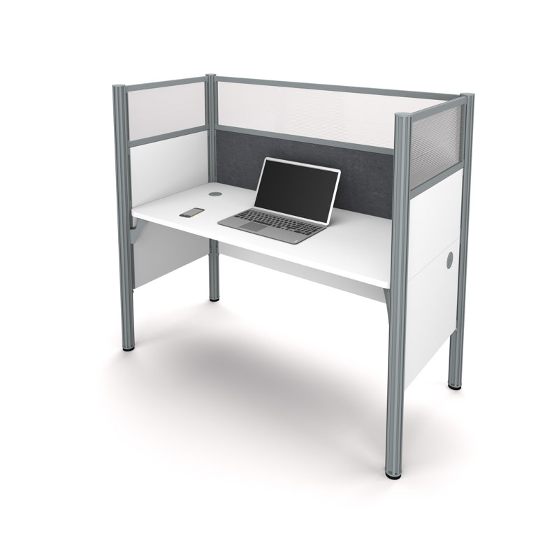 Pro-Biz Rectangle 1 Person Cubicle, White/Grey