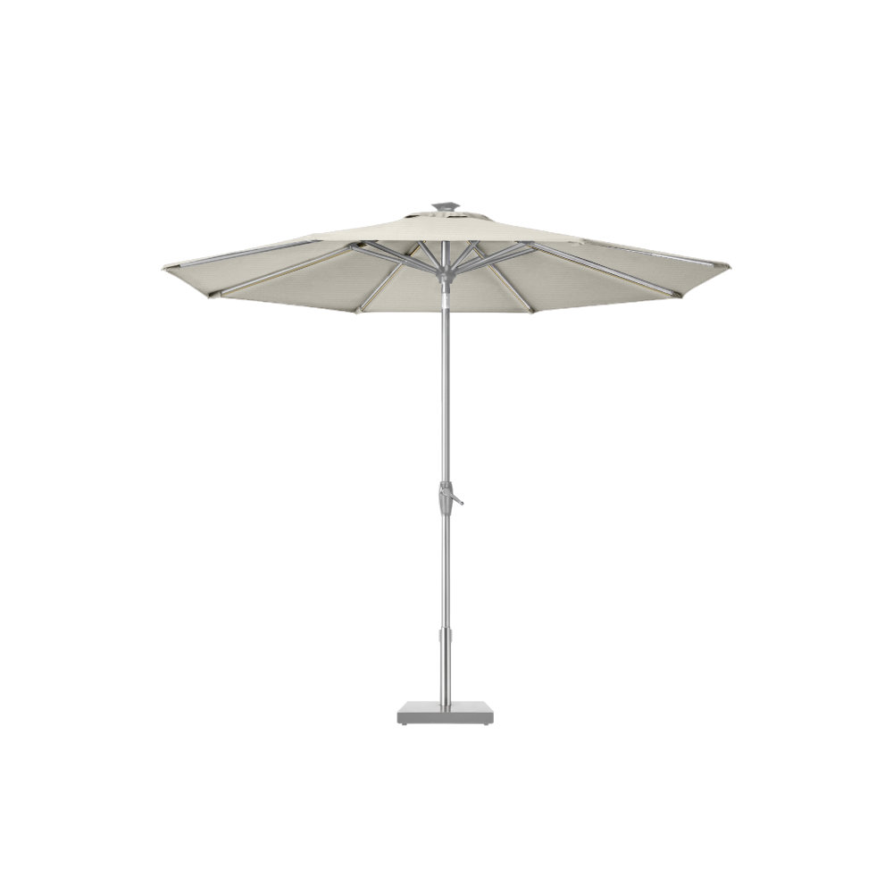 9 ft Solar Auto Tilt Market Umbrella, White Acrylic, Silver