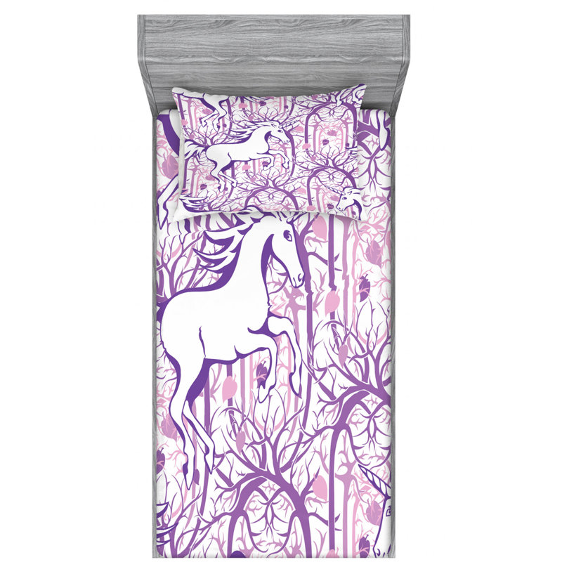 Microfiber Floral Sheet Set, Twin Sheet Set with Fitted Sheet