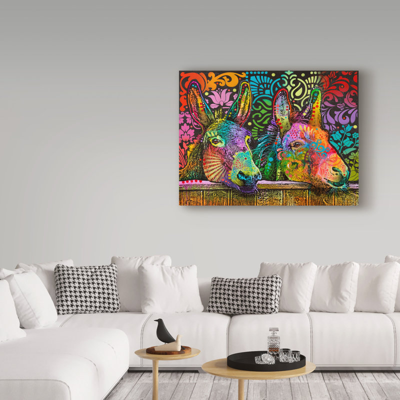 « donkeys », reproduction d’impression sur toile tendue, H 14 po x l 19 po x P 2 po