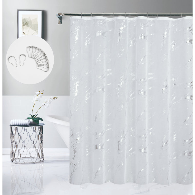  Rideau de douche Chloe Linen, Blanc / argenté