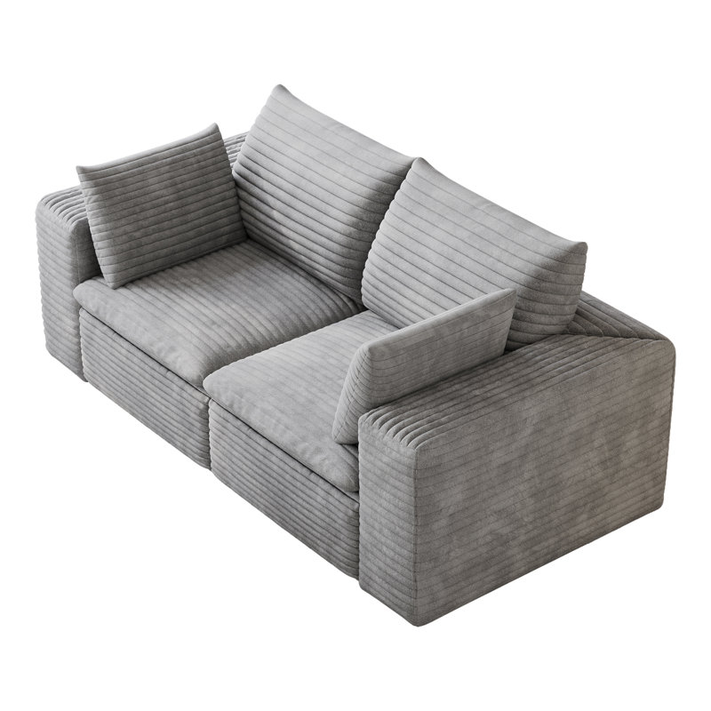 Canapé Cloud 71 po, tissu en velours côtelé, sièges profonds, conception à deux couches, coussin amovible, sans assemblage, combinaison de bricolage pour le salon, la chambre à coucher, la salle de conférence, l’appartement