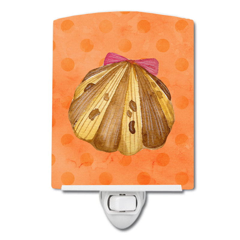 Sea Shell Polkadot Ceramic Night Light, Orange