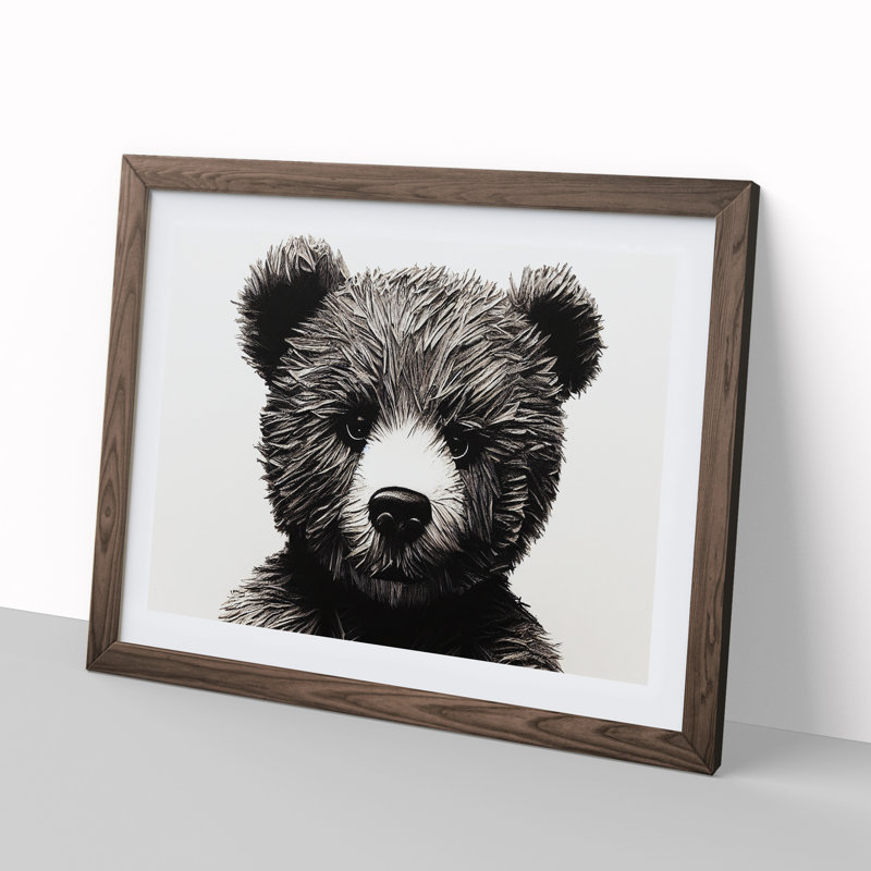XH1022-8669X Super Teddy Bear - Single Picture Frame Painting, 25cm H x 34cm W x 2cm D, Walnut