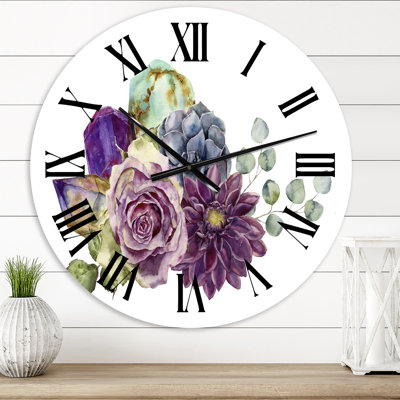 Bouquet de fleurs avec eucalyptus - Horloge murale traditionnelle
