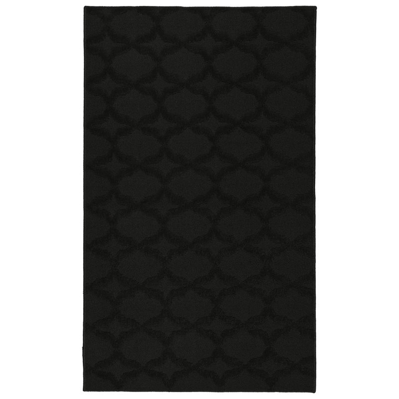 Tapis rectangulaire touffeté à motif géométrique noir, Rectangulaire 3 pi x 5 pi