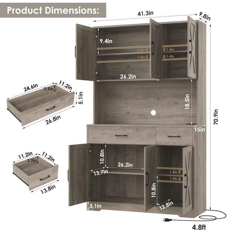 Armoire de cuisine 71 "H, Gris