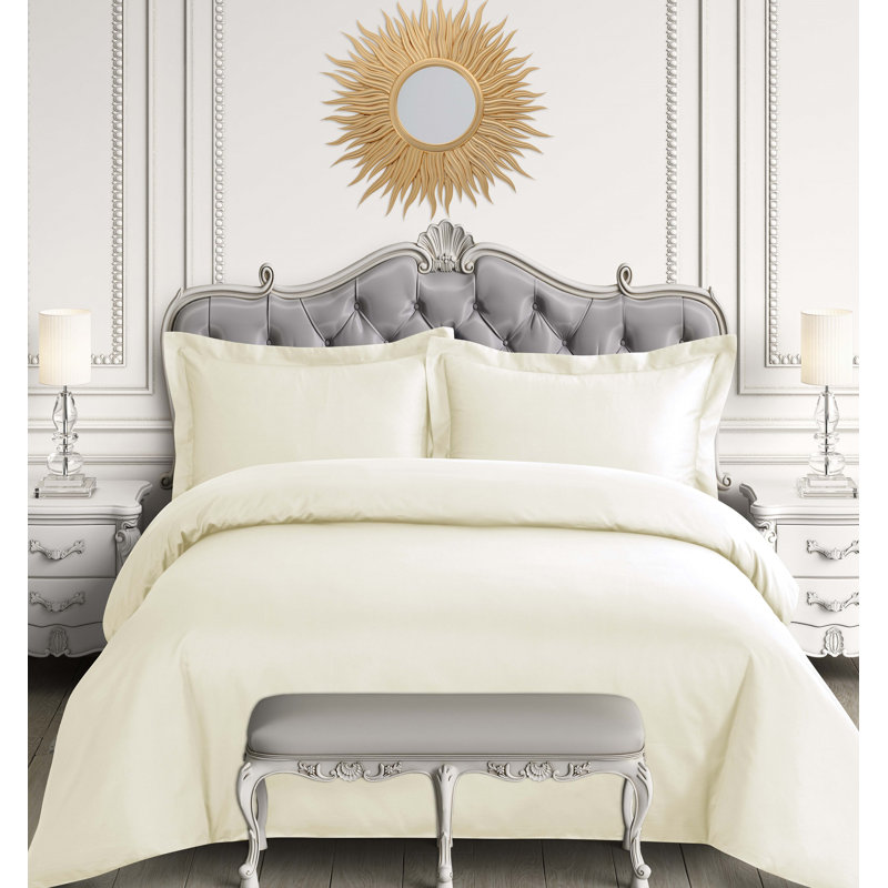 Ivory King Cotton Sateen 600 Thread Count Duvet Cover Set