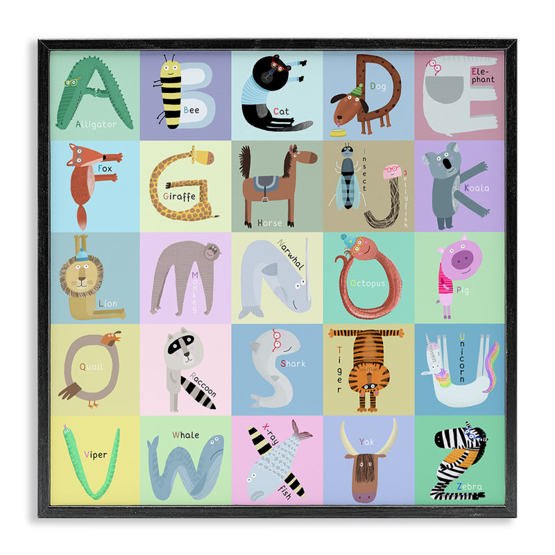 «Fun Animals», lettres giclées, par Carla Daly, Giclée encadrée noir minuit, H 24 po x l 24 po