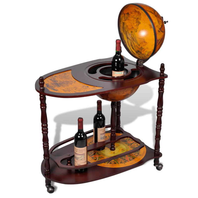 Chariot à vin Globe Bar, Brun, 45 x 77 x 88 cm