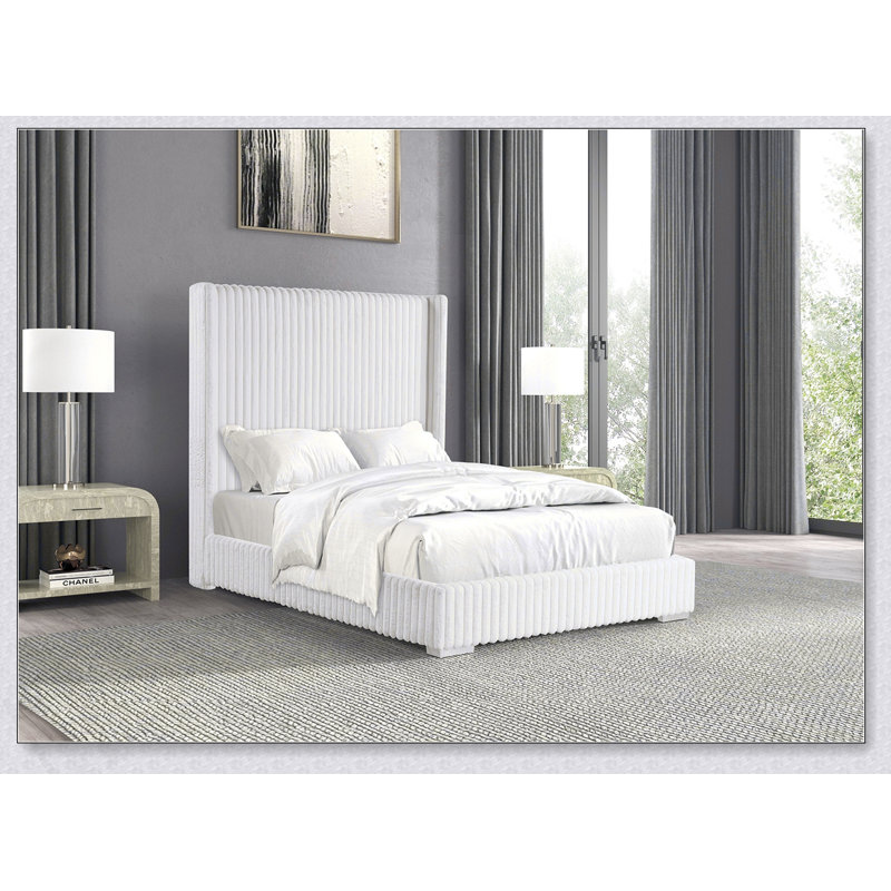 Mobilier de chambre à coucher contemporain 1pc, Lit double, Blanc