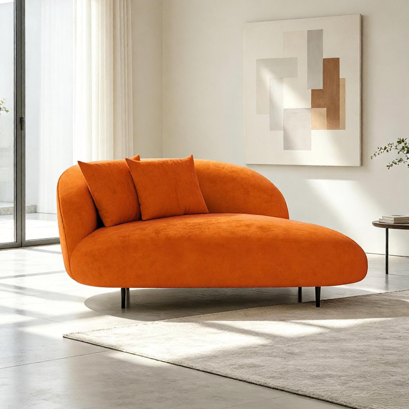 Chaise longue de loisir simple et luxueuse, Left Hand Facing, Orange