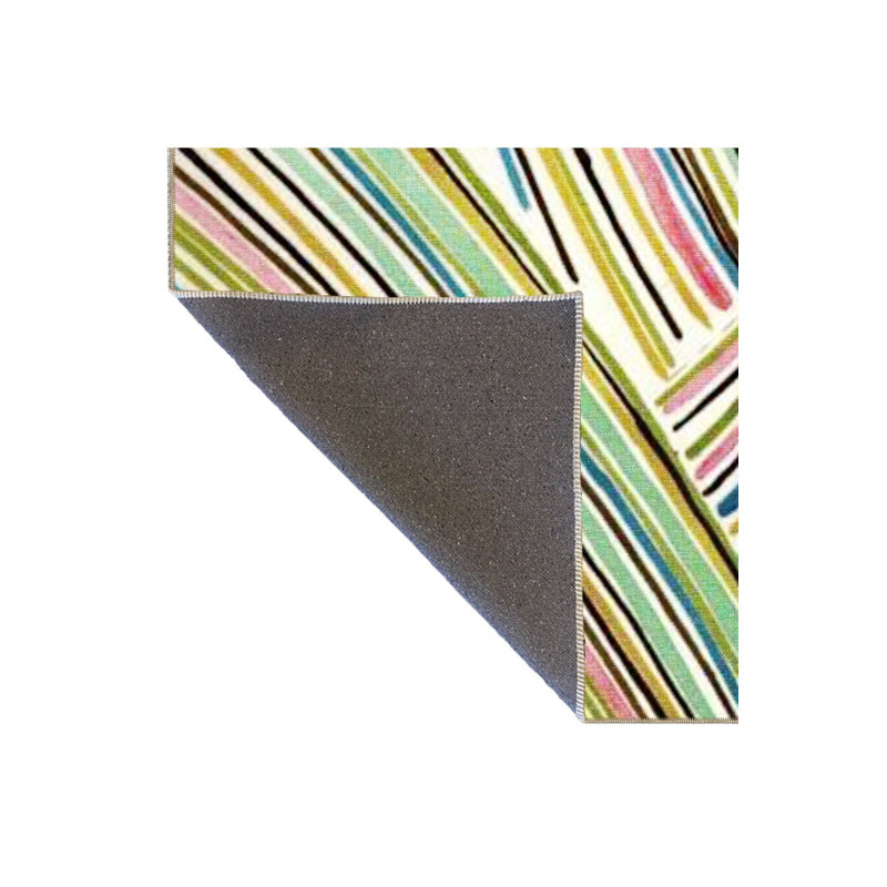 Tapis tissé en croix à rayures multicolores lavable à la machine, Carré 3 pi 3 po