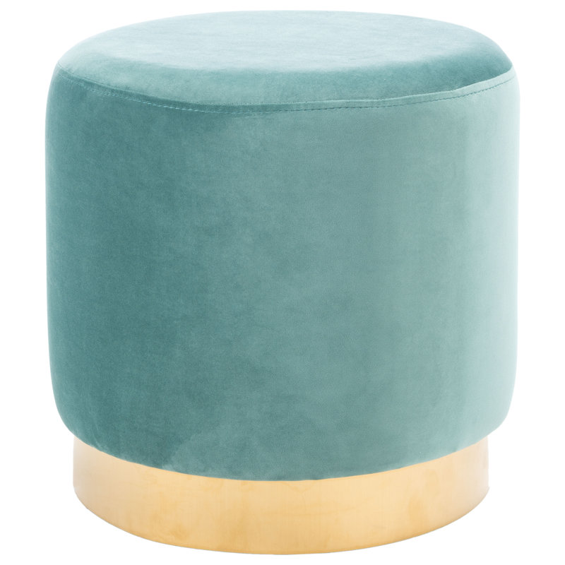 Tanzeela Velvet Ottoman, Seafoam / Gold Velvet