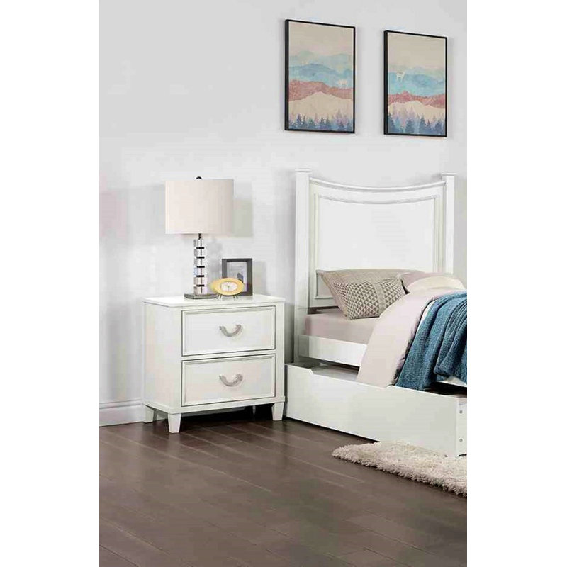 Table de chevet en bois massif Transition, Blanc
