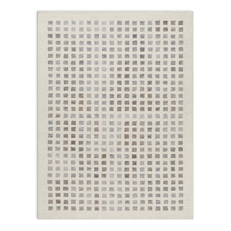 Sigrid Geometric Hand Tufted Area Rug in Light Gray/Cream