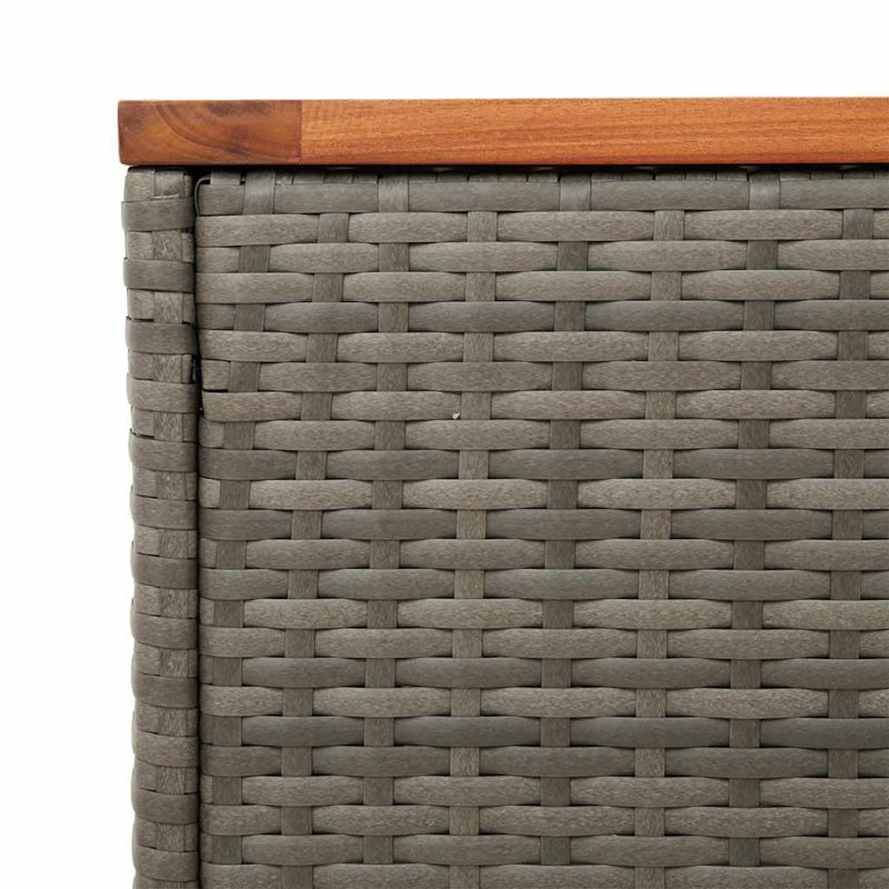  Table d'appoint de jardin en rotin PE gris et brun et bois d'acacia massif, Gris