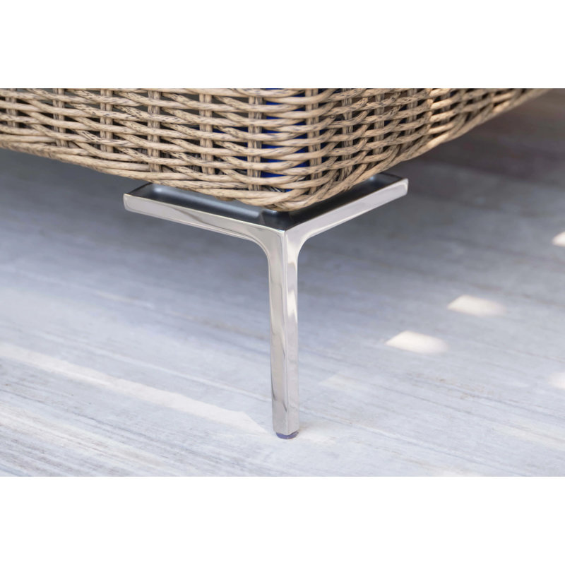 Brown Wicker Outdoor Ottoman; Pacific Fog Gray
