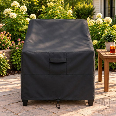 Heavy Duty Premium Patio Chair Cover – Breathable, Heavy-Duty Protector with Water-Resistant PVC, Adjustable Elastic Hem, Click-Close Straps, and Air Vents - Goodman
