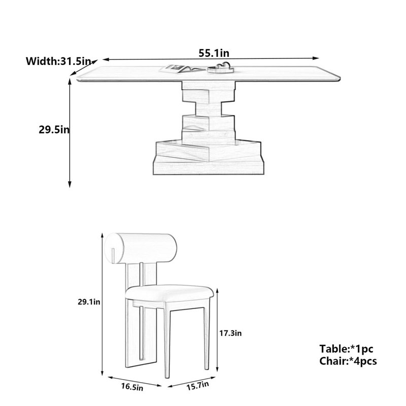 Table d'appoint Mid-Century, H 29,5 po x L 55,1 po x l 31,5 po