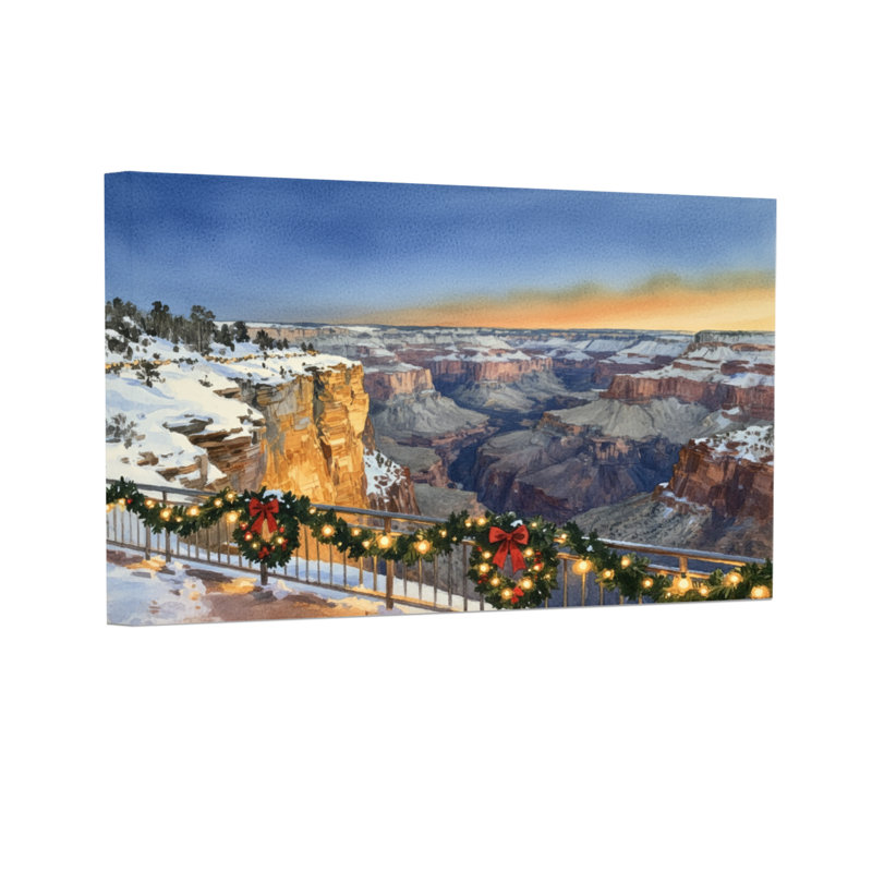 Scène de Noël avec lumières et couronnes, H 16 po x l 24 po