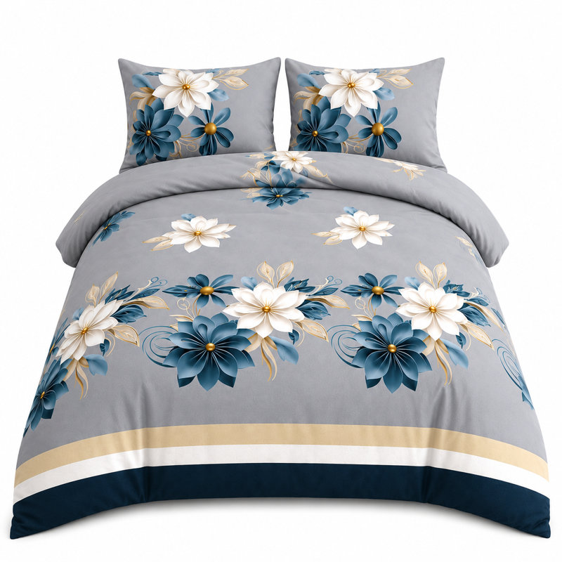 Microfiber Floral Duvet Cover Set, Single Duvet Cover + 2 Additional Pieces