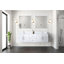 Meuble-lavabo double bleu marine 72 po X P 22 po D, dessus en marbre de Carrare et ensemble de robinet-117844494