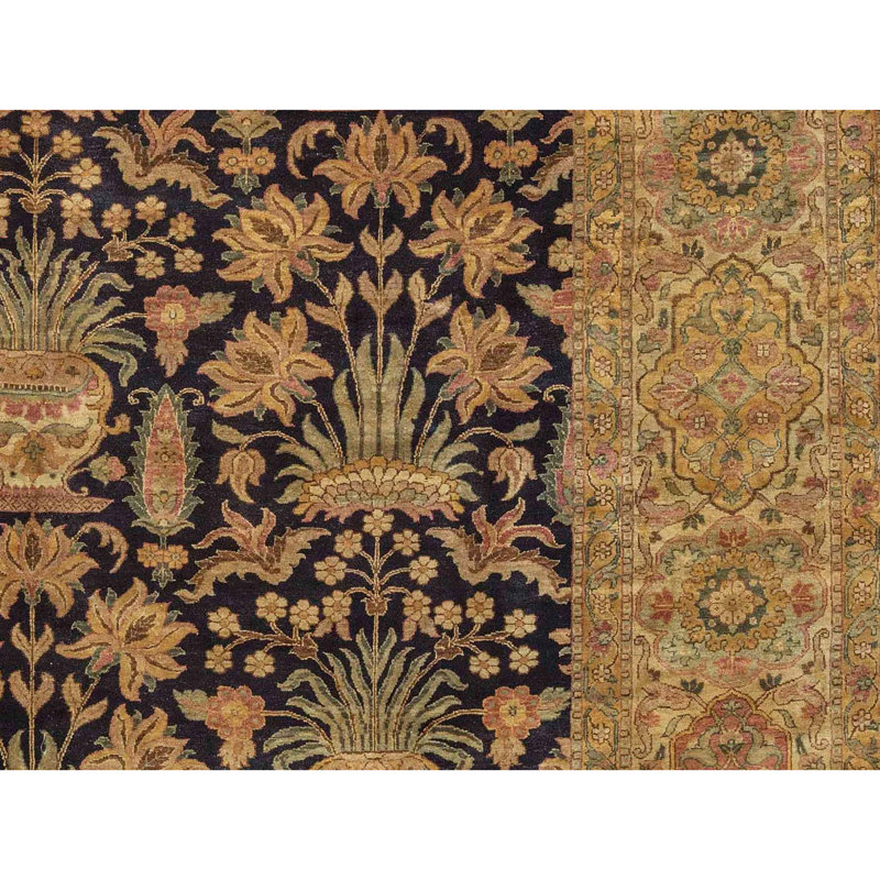 Tapis brun et noir de haute qualité noué à la main