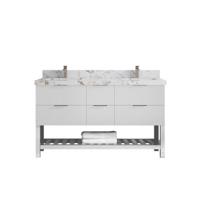 Catalina 60'' Double Bathroom Vanity with Quartz Top