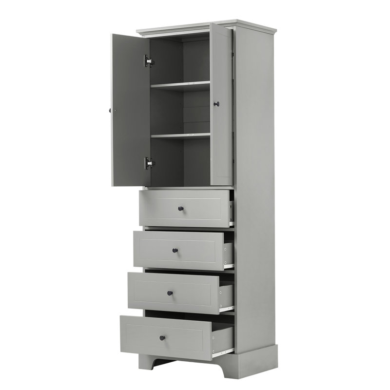 Flora Freestanding Bathroom Cabinet With Drawers, Gray
