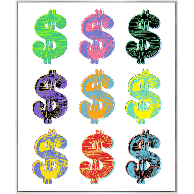 Dollar Print, White Framed, 40" H x 33" W
