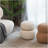 Round Upholstered Broadcloth Pleat Ottoman-306982641