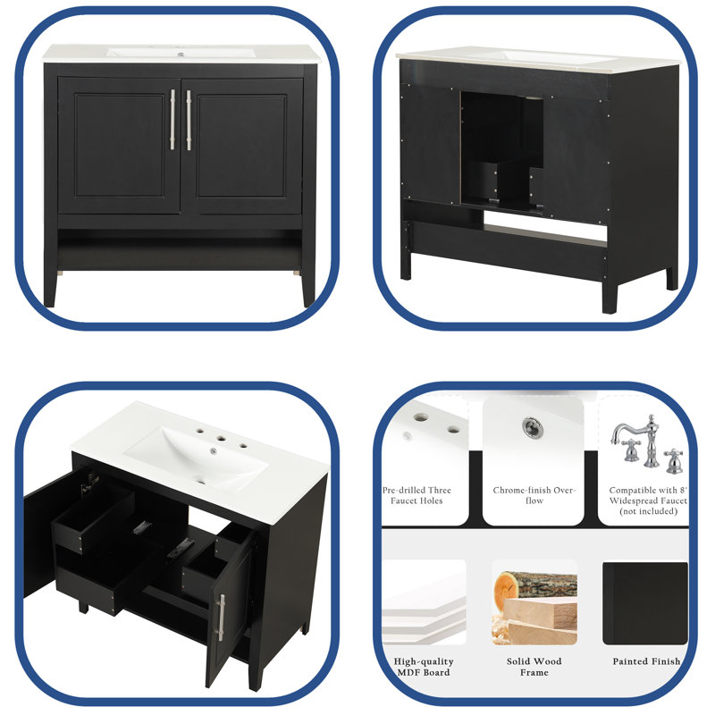 Selphie 36'' Single Bathroom Vanity with Ceramic Top
