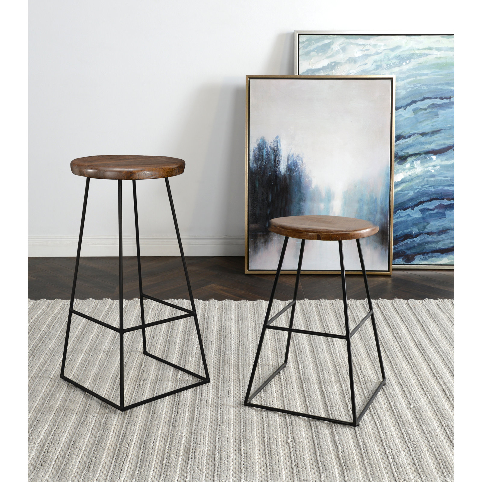 Anastasia Bar and Counter Stool, Black/Natural Brown, Bar Stool (30” Seat Height)