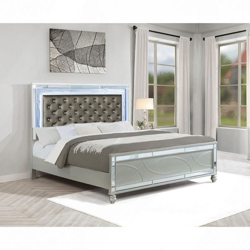 Upholstered Tufted Panel Bed, King