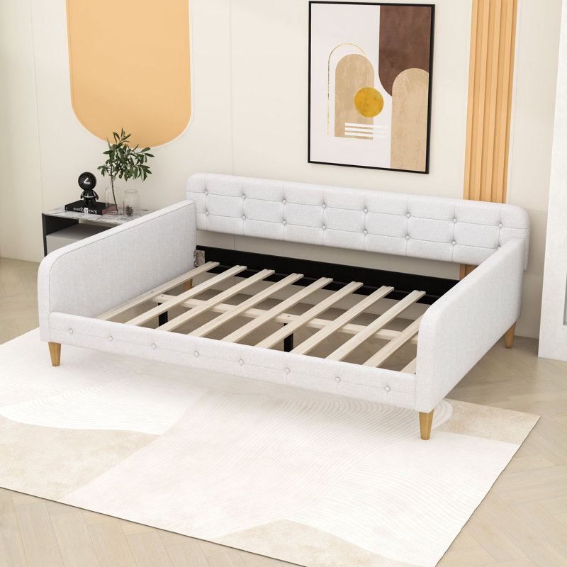 Lit de jour rembourré avec design capitonné, Beige