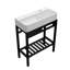 28" X 12" Vintage-Inspired Ceramic Console Sink With Built-In Washboard, Sleek Black Legs