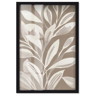 Décoration murale Linear Leaves I Shadowbox Print par Art Remedy, cadre noir, 37 x 55